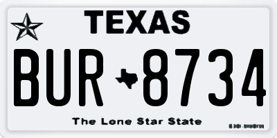 TX license plate BUR8734
