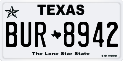 TX license plate BUR8942