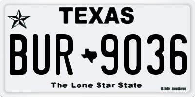 TX license plate BUR9036
