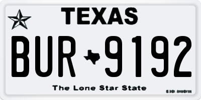 TX license plate BUR9192
