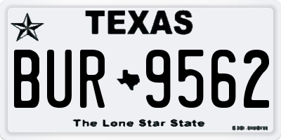 TX license plate BUR9562