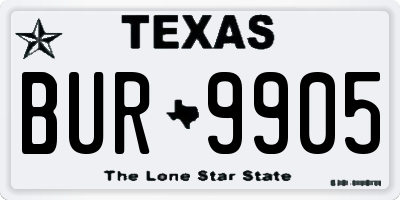 TX license plate BUR9905