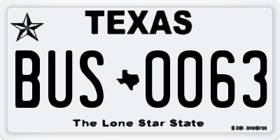 TX license plate BUS0063