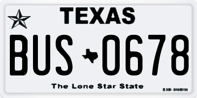 TX license plate BUS0678