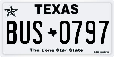TX license plate BUS0797