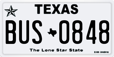 TX license plate BUS0848