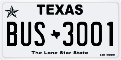 TX license plate BUS3001