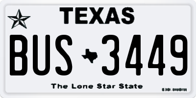 TX license plate BUS3449