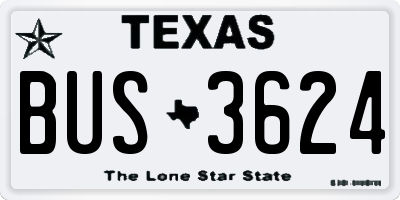TX license plate BUS3624