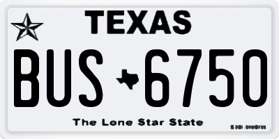 TX license plate BUS6750