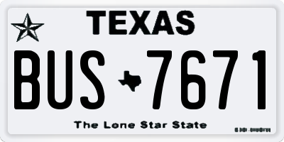 TX license plate BUS7671