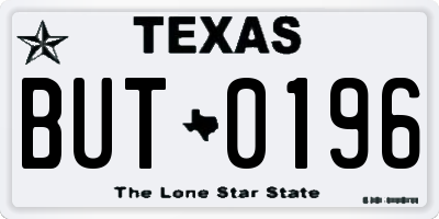 TX license plate BUT0196
