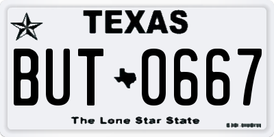 TX license plate BUT0667