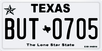 TX license plate BUT0705