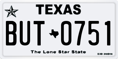 TX license plate BUT0751