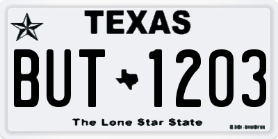 TX license plate BUT1203