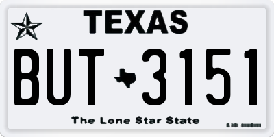 TX license plate BUT3151