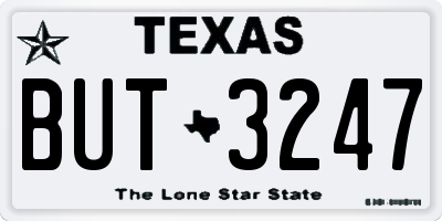 TX license plate BUT3247