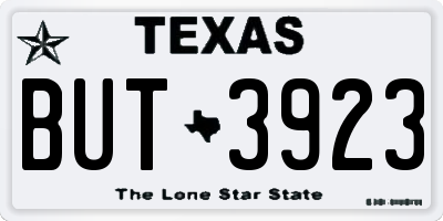 TX license plate BUT3923