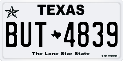 TX license plate BUT4839