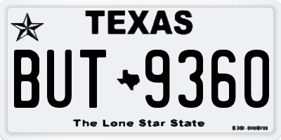 TX license plate BUT9360