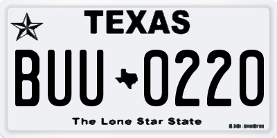 TX license plate BUU0220