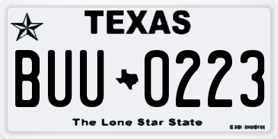 TX license plate BUU0223