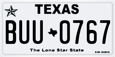 TX license plate BUU0767