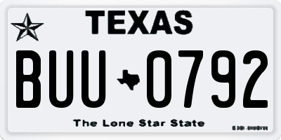 TX license plate BUU0792