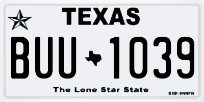 TX license plate BUU1039