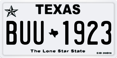 TX license plate BUU1923