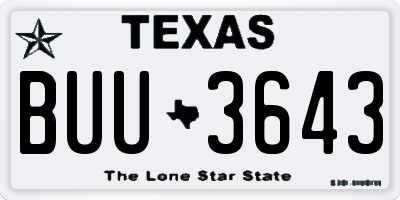 TX license plate BUU3643