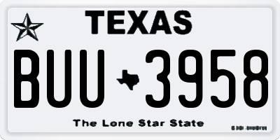 TX license plate BUU3958