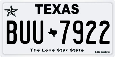 TX license plate BUU7922
