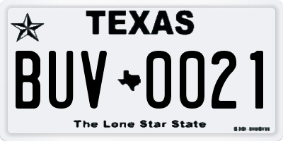 TX license plate BUV0021