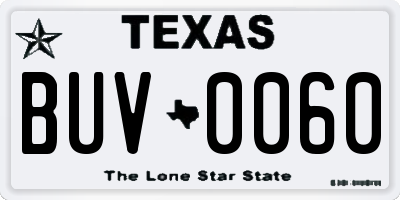 TX license plate BUV0060
