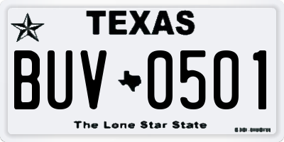 TX license plate BUV0501