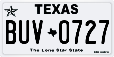 TX license plate BUV0727