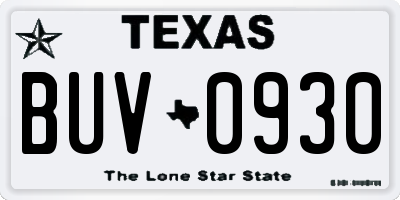 TX license plate BUV0930