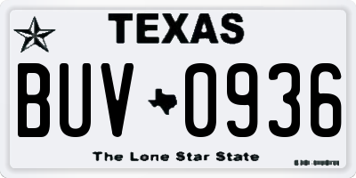 TX license plate BUV0936
