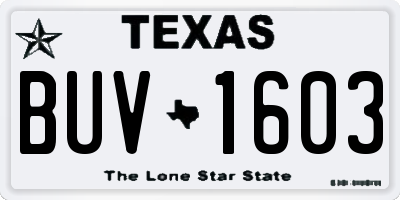 TX license plate BUV1603