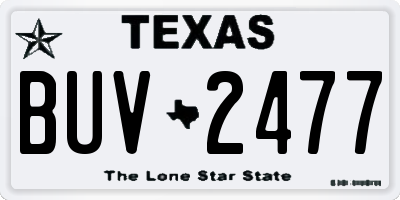 TX license plate BUV2477