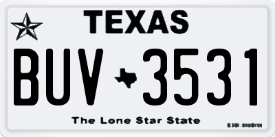 TX license plate BUV3531