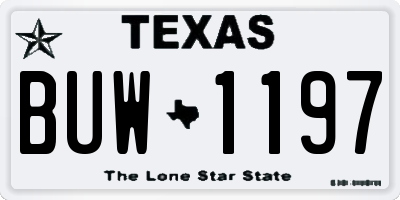 TX license plate BUW1197