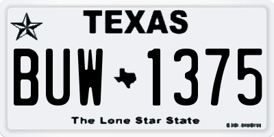 TX license plate BUW1375