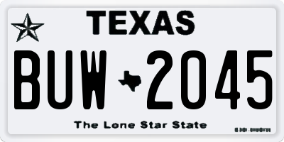 TX license plate BUW2045