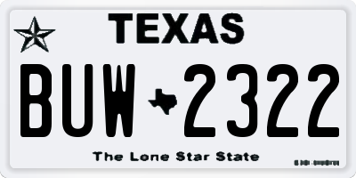 TX license plate BUW2322