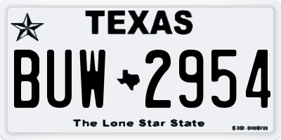 TX license plate BUW2954