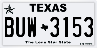 TX license plate BUW3153