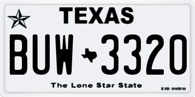TX license plate BUW3320